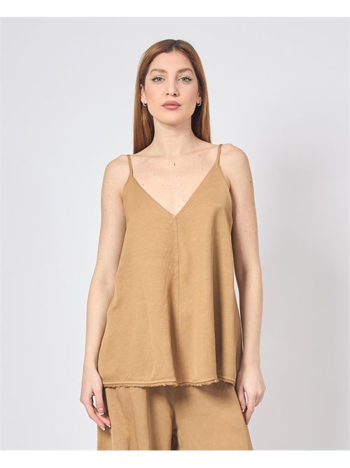 Manila Grace Flared T-shirt in Linen MANILA GRACE | Y185RUMA635